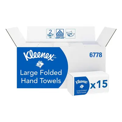 Kleenex Large Folded Hand Towels, Ply, White, Packs x Sheets