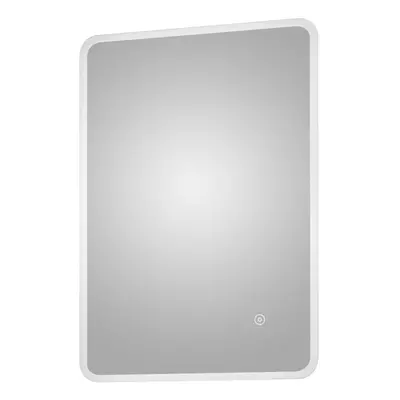 Soft Square LED Illuminated Touch Sensor Mirror with Demister, 700mm x 500mm - Chrome