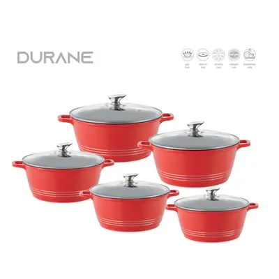 (Red ) Durane Pieces Aluminium Non Stick Cookware Set