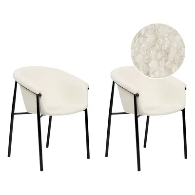 Set of Dining Chairs AMES Boucle Off-White