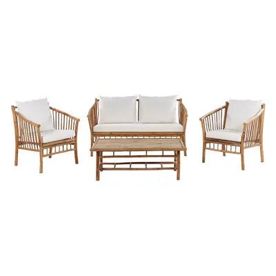 Garden Lounge Set with Table Seater MAGGIORE Bamboo Wood Light Brown