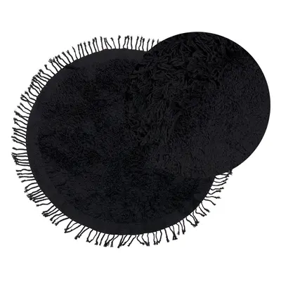 Round Cotton Shaggy Area Rug cm Black BITLIS