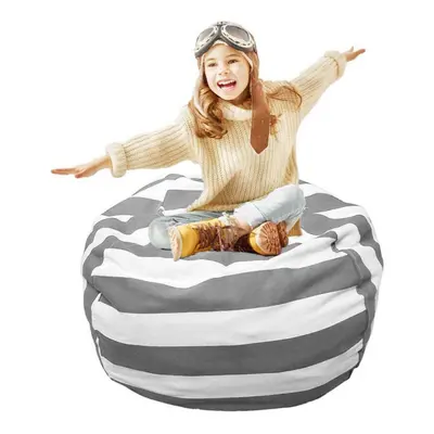 (Grey, 32" diameter) Toy Bag Large Toy Storage Cotton Bean Bag Organiser Bean Cover Soft Seat UK