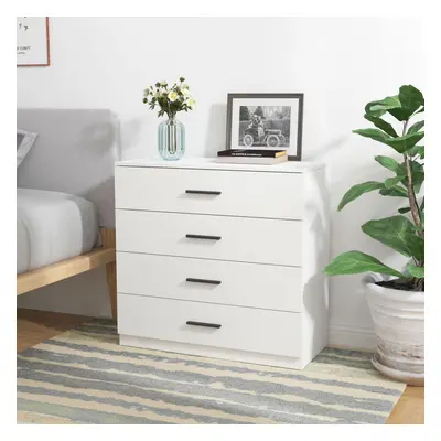 (White Carcass with White Drawers, 4) URBNLIVING Drawer Wooden Bedroom Chest Cabinet