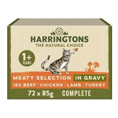 Harringtons Grain Free Meat Selection in Gravy Wet Cat Food 72x85g, Beef, Chicken, Lamb & Turkey