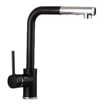 Modern Pull Out Spray Kitchen Sink Faucet Basin Mixer Tap Rotate Single Hole Brass Black