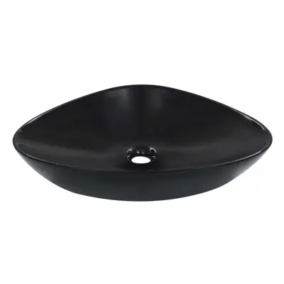 vidaXL Wash Basin Ceramic Black Above Counter Bathroom Wash Bowl Sink Unit