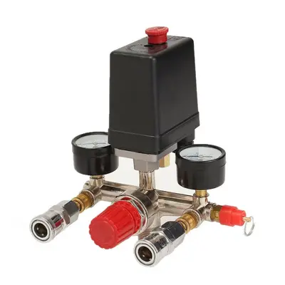 Air Compressor Pressure Control Switch Valve Manifold Regulator with Gauges Relief