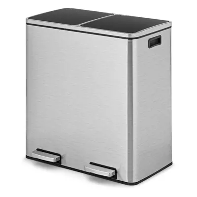 2x30L Recycling Pedal Bin Double Kitchen Waste Bin w/ Inner Buckets