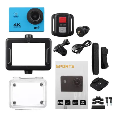 (Blue) Action Camera 4K @30fps Ultra HD 16MP WiFi Camcorder Wireless Cam IPX8 Waterproof Underwa