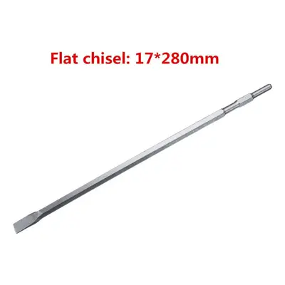 (Flat Chisel:17*280mm) 17mm SDS Plus Chisel Flat/Point/U Type For Electric Hammer Drill Jackhamm