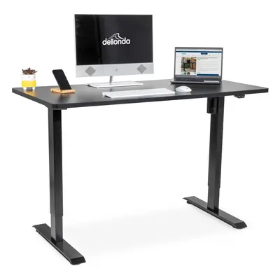 Black Electric Height Adjustable Standing Desk, Quiet, Home Office, 1400x700mm - DH38