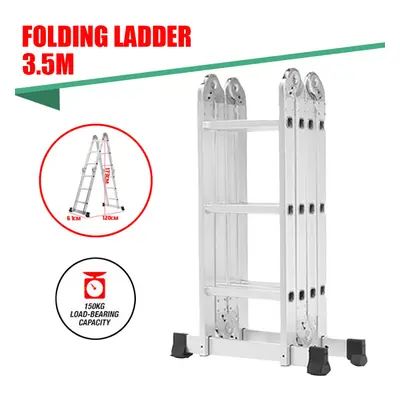 3.5M Portable Heavy Duty Aluminium Folding Ladder Extendable