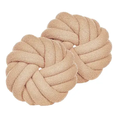 Set of Boucle Knot Cushions x cm Beige AKOLA