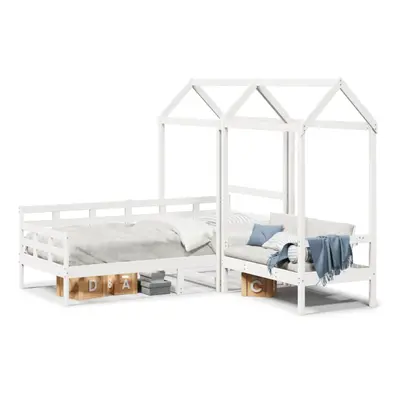 (white, x cm) vidaXL Day Bed and Bench Set with Roof Sofa Bed 80x200 cm Solid Wood Pine