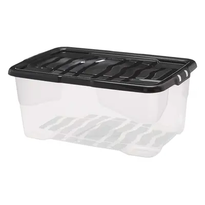 Strata x Litres Curve Plastic Stackable Storage Box & Lid Clear/Black Lid