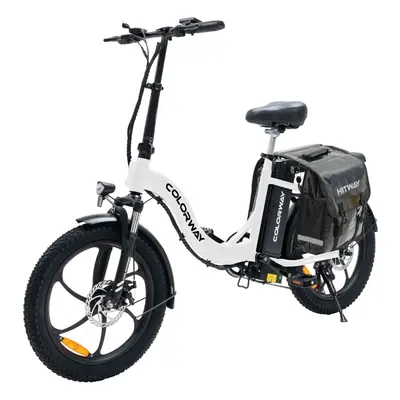 (White) COLORWAY 20'' Electric Folding Bike, with 36V 15Ah Removable Battery, 7-Speed, 250W Moto