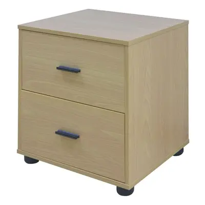 (Oak, 2) Wooden Nightstands with Drawers Bedside Table