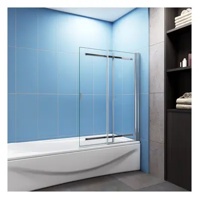 Sliding Bath Screen Fixed Pivot Shower Doors Double Panels