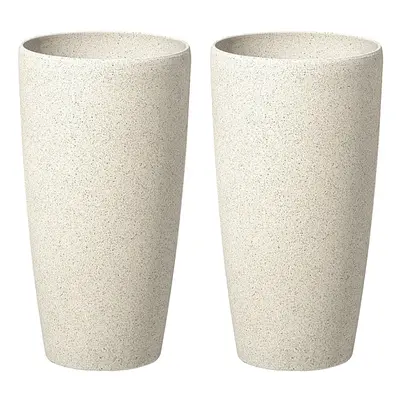 Set of Plant Pots Stone x x cm Beige ABDERA