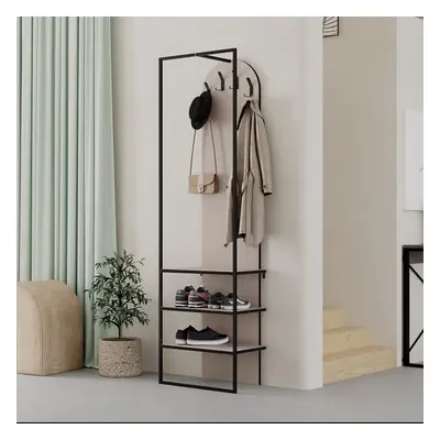 FWStyle Tall Slim Shoe Mocha Grey Coat Rack Shoe Storage Hallway Furniture