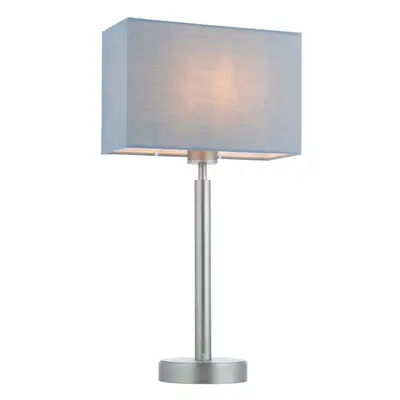 Table Lamp Matt Nickel Plate & Grey Fabric 60W E27 Base & Shade e10648