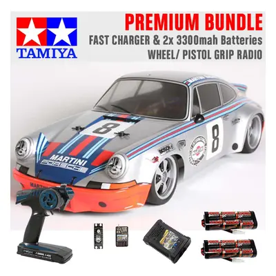 TAMIYA RC Porche Carrera RSR Martini TT-02 1:10 Premium Wheel Radio Bundle