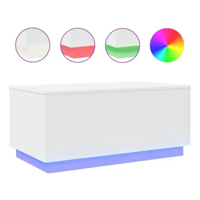 vidaXL Coffee Table with LED Lights Hall End Table Side Tea Sofa Table White