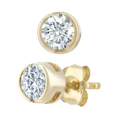 Jewelco London 9ct Yellow Gold Round 1/2ct Diamond Solitaire Stud Earrings - PE0AXL1573Y