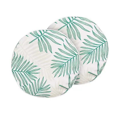 Set of Outdoor Cushions Leaf Pattern cm Beige and Green POGGIO