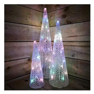 Snowtime Set of Pastel Coloured Christmas Static LED Pyramids