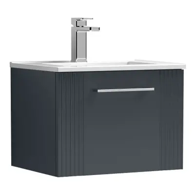 Retro Drawer Wall Hung Vanity Unit with Minimalist Tap Hole Ceramic Basin - 500mm - Satin Soft B