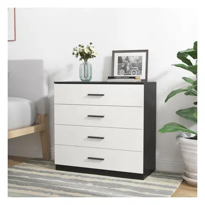 (Black Carcass with White Drawers, 4) URBNLIVING Drawer Wooden Bedroom Chest Cabinet