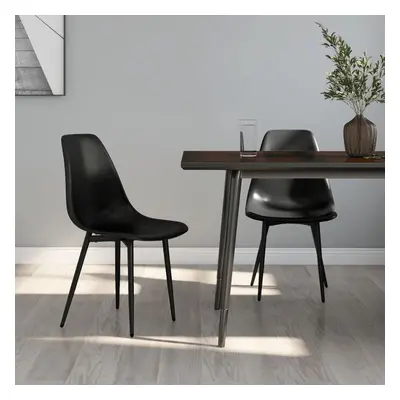 vidaXL 2x Dining Chairs Black PP Kitchen Dining Room Dinner Chairs Seating