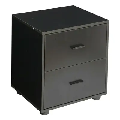 (Black, 2) Wooden Nightstands with Drawers Bedside Table