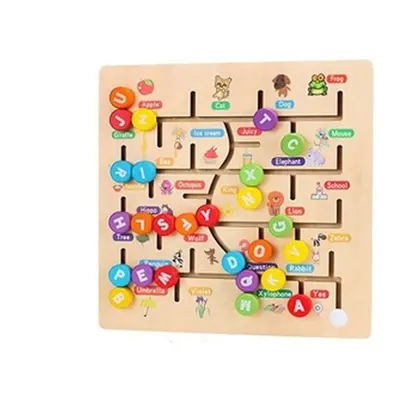 (1) Math Toys Wooden Digitals Alphabet Learning Arithmetic Maze Matching Board Brain Development