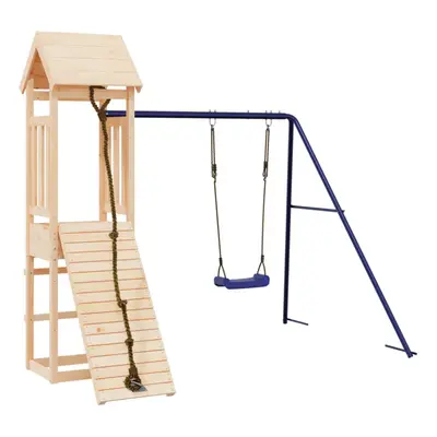 (solid pinewood) vidaXL Playhouse Climbing Frame with Climbing Wall Swing Kids Solid Wood Pine