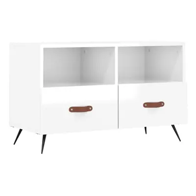 vidaXL TV Cabinet TV Unit Sideboard TV Stand High Gloss White Engineered Wood