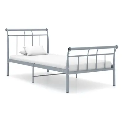 vidaXL Bed Frame Grey Metal 100x200 cm Bedroom Furniture Bed Base Bedstead