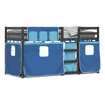 (black and blue, x cm) vidaXL Bunk Bed with Curtains Kids Twin Sleeper Blue 80x200 cm Solid Wood