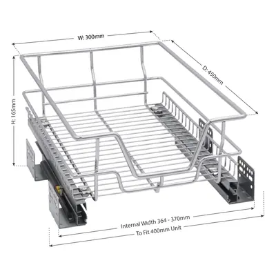 (for 400mm unit) Pull out Cabinet Wire Baskets Soft Close Runners