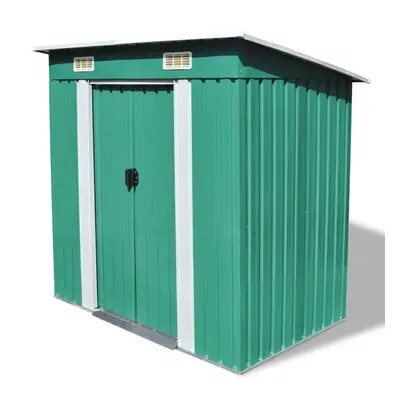 vidaXL Garden Shed Green Metal Outdoor Patio Storage Organiser House Cabin