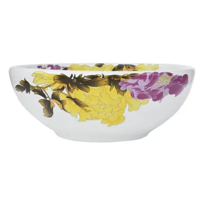 (yellow and white) vidaXL Countertop Basin Bathroom Sink Wash Basin Vessel Sink Round Ceramic