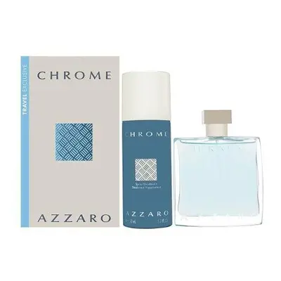 Azzaro Chrome Pcs Set For Men: 3.4 Eau De Toilette Spray + Oz Deodorant Spray