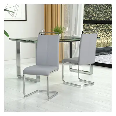 (Grey) 2pcs Metal High Dining Chairs