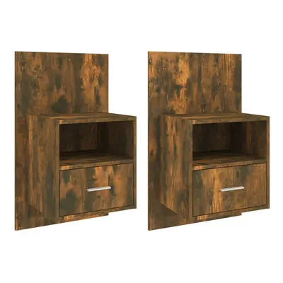 (smoked oak, 2) vidaXL 1/2x Wall Bedside Cabinet Home Bed Cabinet Furniture Multi Colours