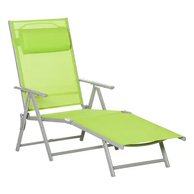 Outsunny Sling Patio Reclining Chaise Lounge Garden Furniture Folding, Green