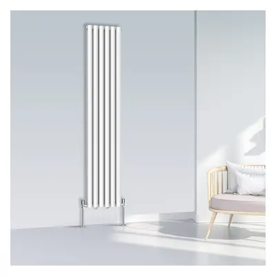 (1800x354mm Double, White) NRG Oval Column Designer Radiator Horizontal Vertical Central Heating