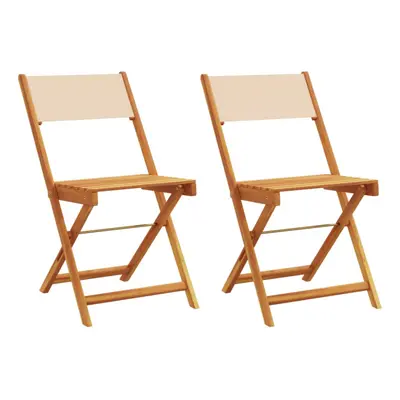 (beige, pcs) vidaXL Bistro Chairs Outdoor Chair Dining Chair Solid Wood Acacia and Fabric