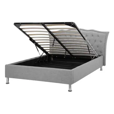 Ottoman Bed METZ x cm (EU Double) Fabric Light Grey